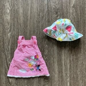 Disney Parks Pinnie Minnie top w/fruit sun hat. 6m